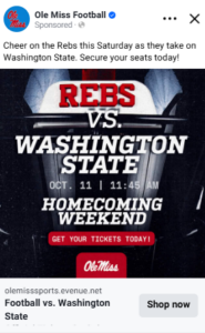 Ole Miss Homecoming Week social post.